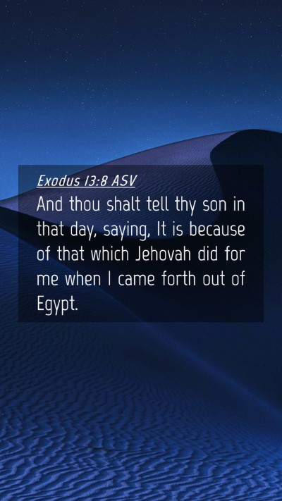 Picture 04 - Exodus 13:8 ASV Mobile Phone Wallpaper - And thou shalt tell thy son in that day, saying, - Mobile Bible Verse Wallpaper