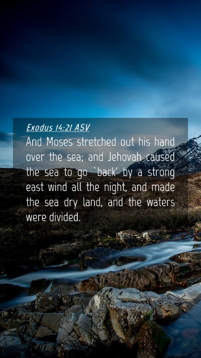 Picture 04 - Exodus 14:21 ASV Mobile Phone Wallpaper - And Moses stretched out his hand over the sea; - Mobile Bible Verse Wallpaper