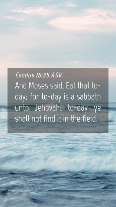 Picture 04 - Exodus 16:25 ASV Mobile Phone Wallpaper - And Moses said, Eat that to-day; for to-day is a - Mobile Bible Verse Wallpaper