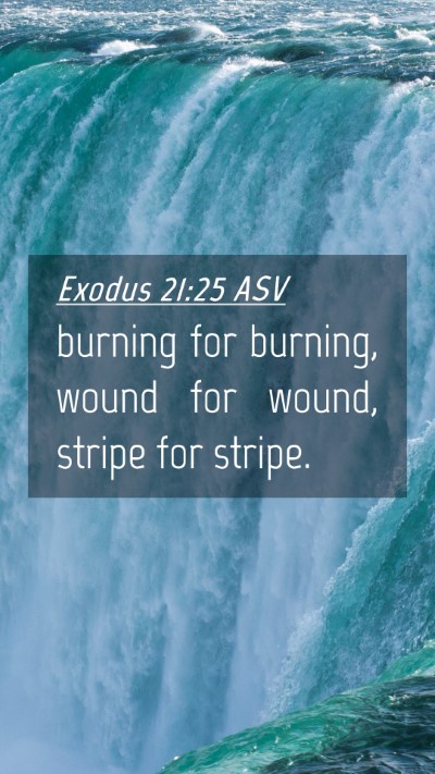 Picture 04 - Exodus 21:25 ASV Mobile Phone Wallpaper - burning for burning, wound for wound, stripe for - Mobile Bible Verse Wallpaper