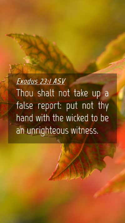 Picture 04 - Exodus 23:1 ASV Mobile Phone Wallpaper - Thou shalt not take up a false report: put not - Mobile Bible Verse Wallpaper