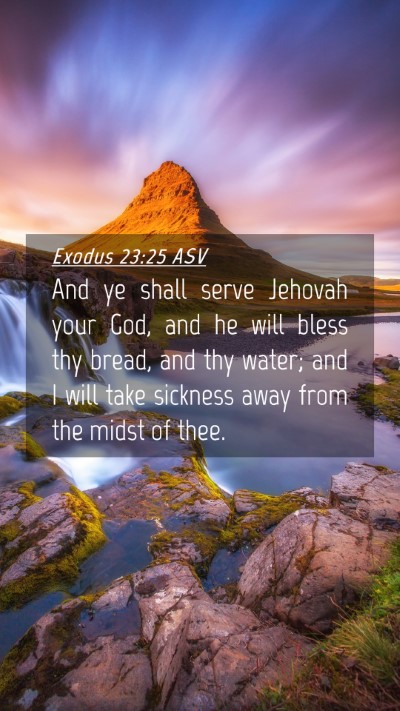 Picture 04 - Exodus 23:25 ASV Mobile Phone Wallpaper - And ye shall serve Jehovah your God, and he will - Mobile Bible Verse Wallpaper