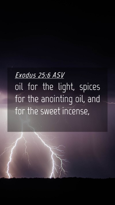 Picture 04 - Exodus 25:6 ASV Mobile Phone Wallpaper - oil for the light, spices for the anointing oil, - Mobile Bible Verse Wallpaper