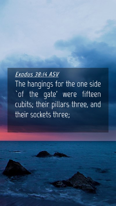 Picture 04 - Exodus 38:14 ASV Mobile Phone Wallpaper - The hangings for the one side `of the gate' were - Mobile Bible Verse Wallpaper
