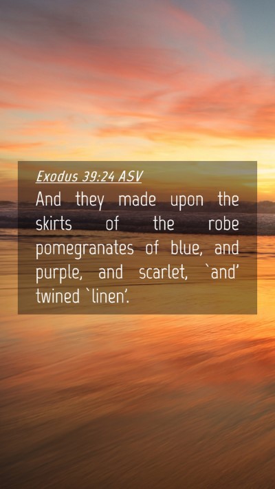 Picture 04 - Exodus 39:24 ASV Mobile Phone Wallpaper - And they made upon the skirts of the robe - Mobile Bible Verse Wallpaper