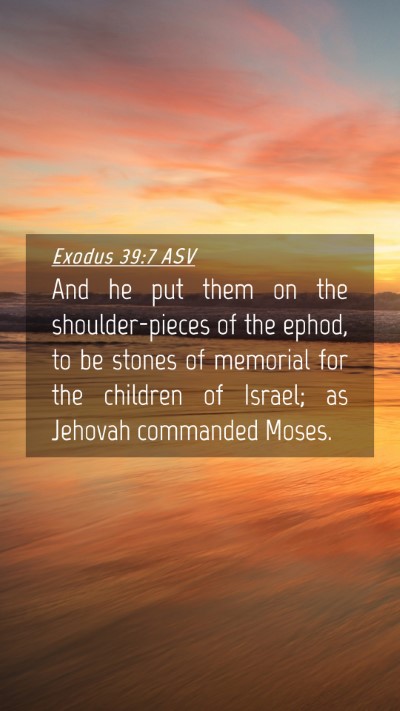 Picture 04 - Exodus 39:7 ASV Mobile Phone Wallpaper - And he put them on the shoulder-pieces of the - Mobile Bible Verse Wallpaper