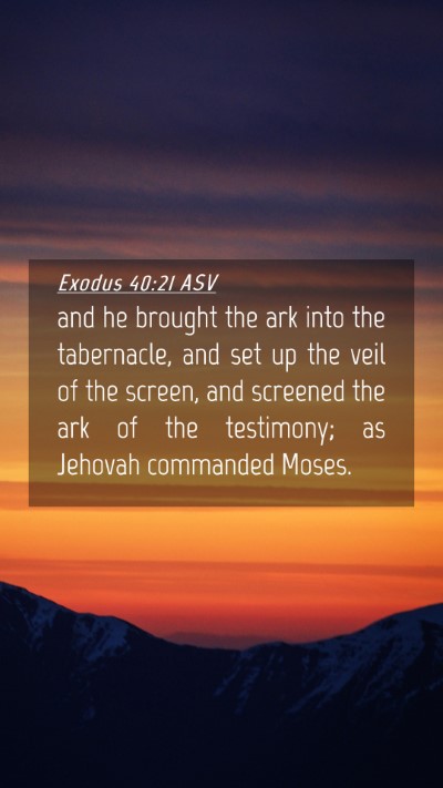 Picture 04 - Exodus 40:21 ASV Mobile Phone Wallpaper - and he brought the ark into the tabernacle, and - Mobile Bible Verse Wallpaper