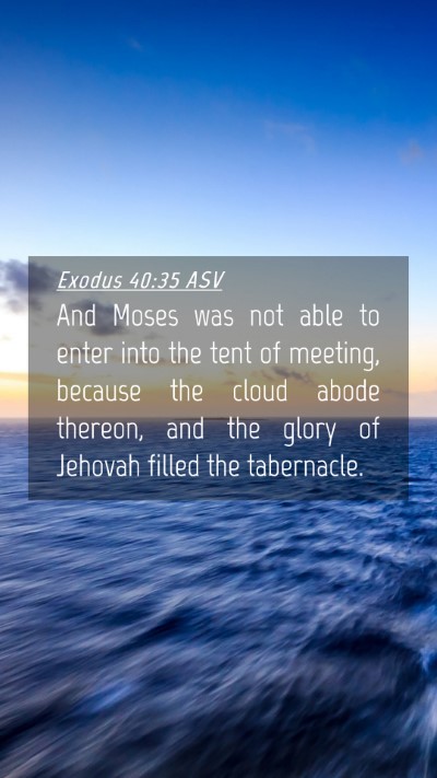 Picture 04 - Exodus 40:35 ASV Mobile Phone Wallpaper - And Moses was not able to enter into the tent of - Mobile Bible Verse Wallpaper