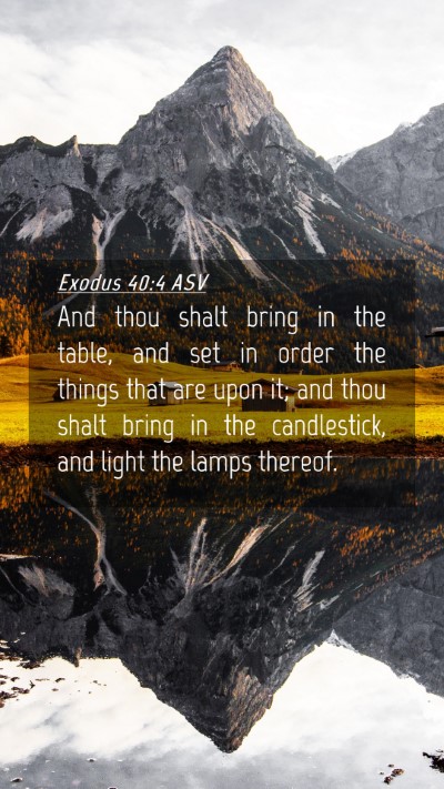 Picture 04 - Exodus 40:4 ASV Mobile Phone Wallpaper - And thou shalt bring in the table, and set in - Mobile Bible Verse Wallpaper
