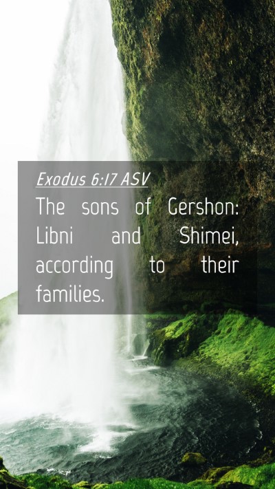Picture 04 - Exodus 6:17 ASV Mobile Phone Wallpaper - The sons of Gershon: Libni and Shimei, according - Mobile Bible Verse Wallpaper