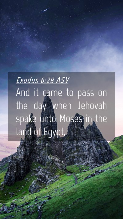 Picture 04 - Exodus 6:28 ASV Mobile Phone Wallpaper - And it came to pass on the day when Jehovah spake - Mobile Bible Verse Wallpaper