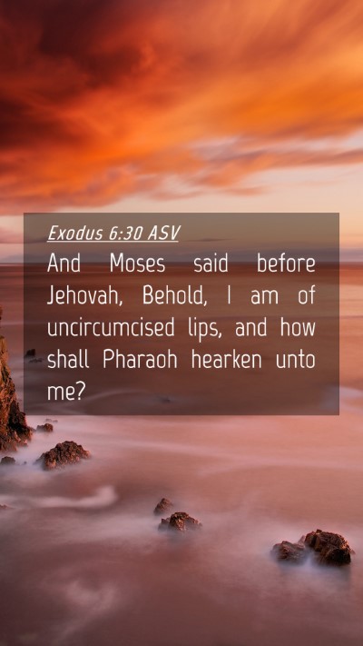 Picture 04 - Exodus 6:30 ASV Mobile Phone Wallpaper - And Moses said before Jehovah, Behold, I am of - Mobile Bible Verse Wallpaper