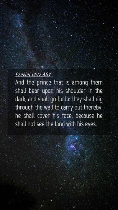 Picture 04 - Ezekiel 12:12 ASV Mobile Phone Wallpaper - And the prince that is among them shall bear upon - Mobile Bible Verse Wallpaper