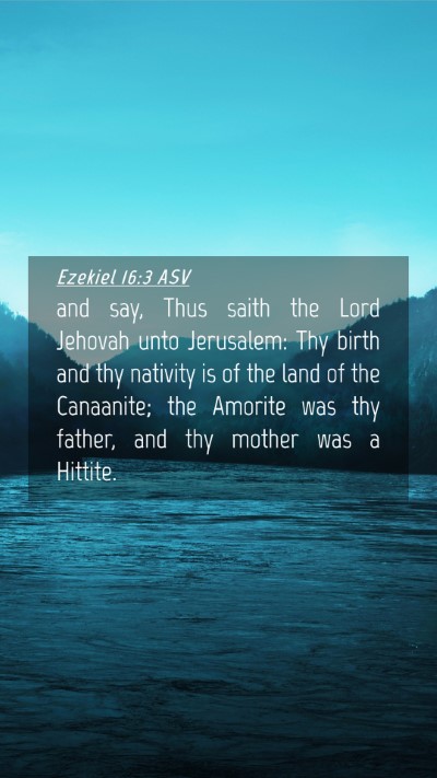 Picture 04 - Ezekiel 16:3 ASV Mobile Phone Wallpaper - and say, Thus saith the Lord Jehovah unto - Mobile Bible Verse Wallpaper