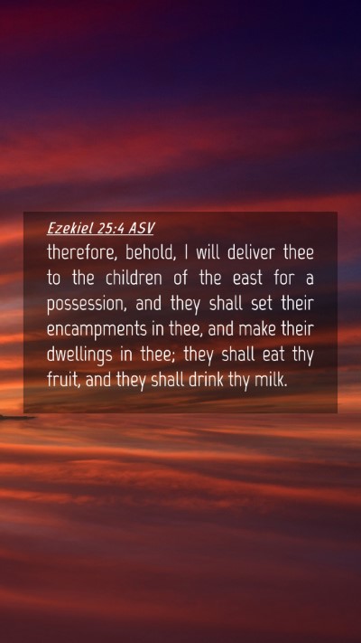 Picture 04 - Ezekiel 25:4 ASV Mobile Phone Wallpaper - therefore, behold, I will deliver thee to the - Mobile Bible Verse Wallpaper