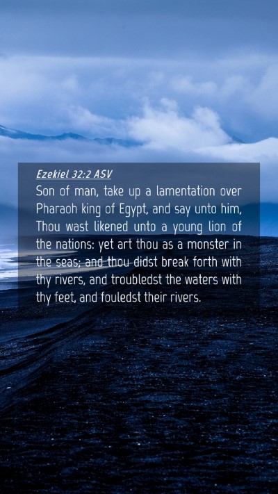 Picture 04 - Ezekiel 32:2 ASV Mobile Phone Wallpaper - Son of man, take up a lamentation over Pharaoh - Mobile Bible Verse Wallpaper