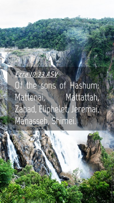 Picture 04 - Ezra 10:33 ASV Mobile Phone Wallpaper - Of the sons of Hashum: Mattenai, Mattattah, - Mobile Bible Verse Wallpaper