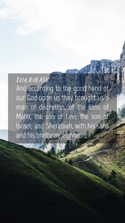 Picture 04 - Ezra 8:18 ASV Mobile Phone Wallpaper - And according to the good hand of our God upon us - Mobile Bible Verse Wallpaper