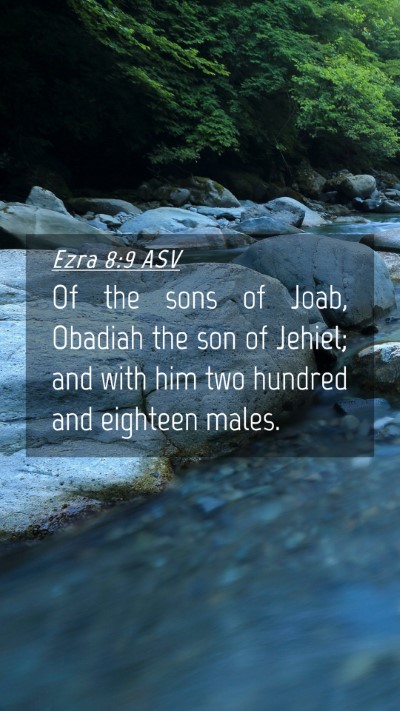 Picture 04 - Ezra 8:9 ASV Mobile Phone Wallpaper - Of the sons of Joab, Obadiah the son of Jehiel; - Mobile Bible Verse Wallpaper