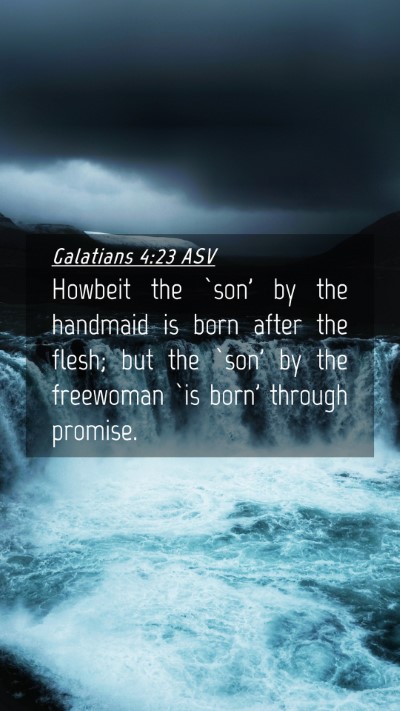 Picture 04 - Galatians 4:23 ASV Mobile Phone Wallpaper - Howbeit the `son' by the handmaid is born after - Mobile Bible Verse Wallpaper
