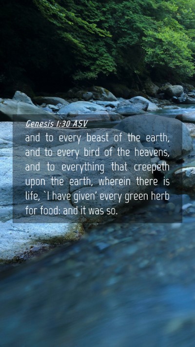 Picture 04 - Genesis 1:30 ASV Mobile Phone Wallpaper - and to every beast of the earth, and to every - Mobile Bible Verse Wallpaper