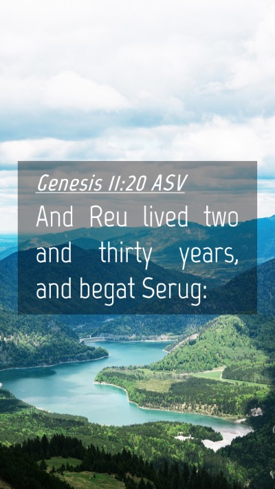Picture 04 - Genesis 11:20 ASV Mobile Phone Wallpaper - And Reu lived two and thirty years, and begat - Mobile Bible Verse Wallpaper