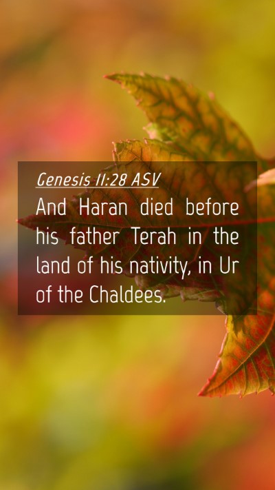 Picture 04 - Genesis 11:28 ASV Mobile Phone Wallpaper - And Haran died before his father Terah in the - Mobile Bible Verse Wallpaper