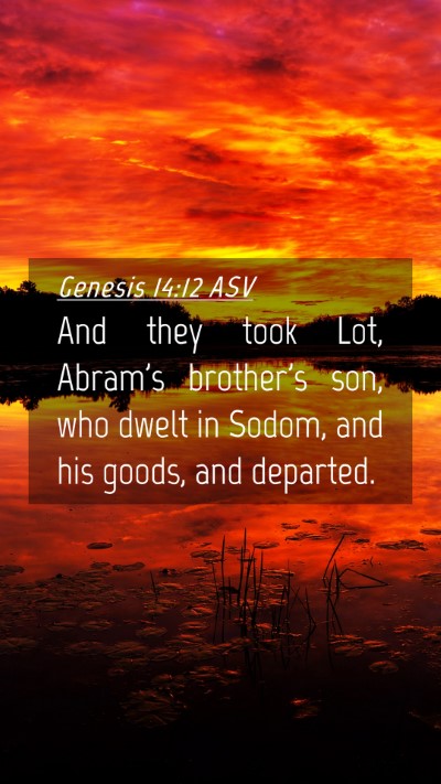 Picture 04 - Genesis 14:12 ASV Mobile Phone Wallpaper - And they took Lot, Abram's brother's son, who - Mobile Bible Verse Wallpaper