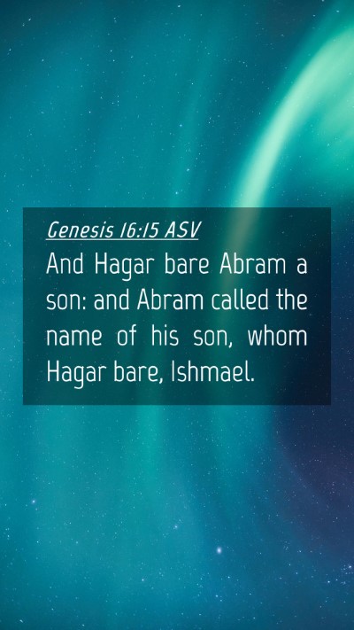 Picture 04 - Genesis 16:15 ASV Mobile Phone Wallpaper - And Hagar bare Abram a son: and Abram called the - Mobile Bible Verse Wallpaper