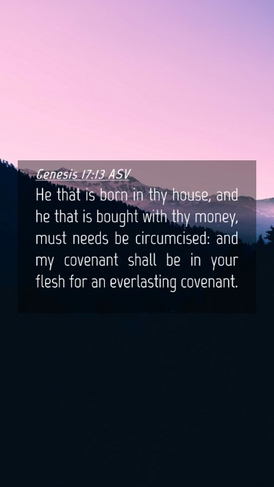 Picture 04 - Genesis 17:13 ASV Mobile Phone Wallpaper - He that is born in thy house, and he that is - Mobile Bible Verse Wallpaper
