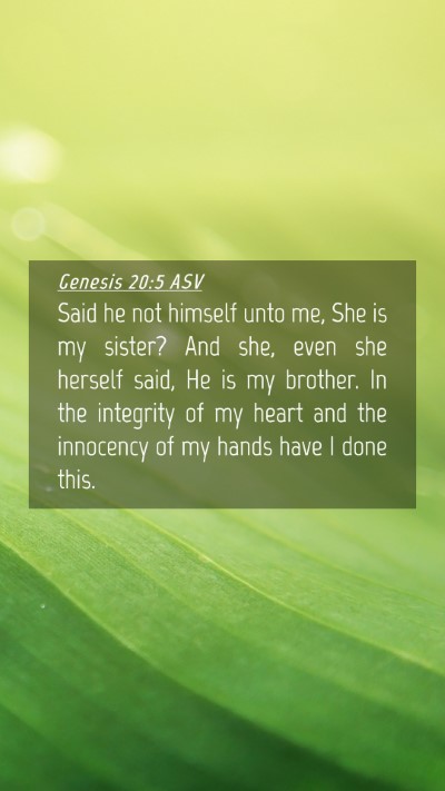 Picture 04 - Genesis 20:5 ASV Mobile Phone Wallpaper - Said he not himself unto me, She is my sister? - Mobile Bible Verse Wallpaper