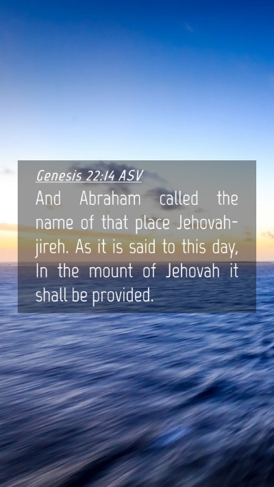 Picture 04 - Genesis 22:14 ASV Mobile Phone Wallpaper - And Abraham called the name of that place - Mobile Bible Verse Wallpaper