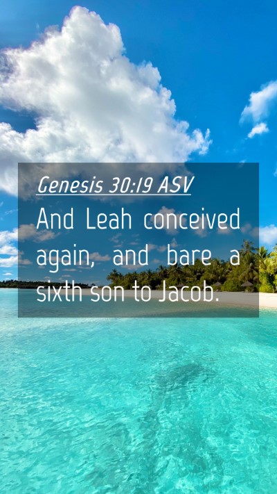 Picture 04 - Genesis 30:19 ASV Mobile Phone Wallpaper - And Leah conceived again, and bare a sixth son to - Mobile Bible Verse Wallpaper