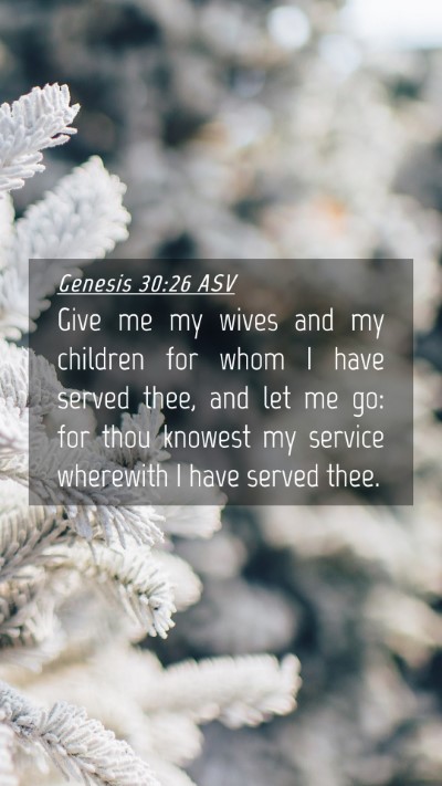 Picture 04 - Genesis 30:26 ASV Mobile Phone Wallpaper - Give me my wives and my children for whom I have - Mobile Bible Verse Wallpaper