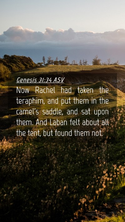 Picture 04 - Genesis 31:34 ASV Mobile Phone Wallpaper - Now Rachel had taken the teraphim, and put them - Mobile Bible Verse Wallpaper