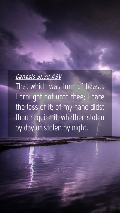 Picture 04 - Genesis 31:39 ASV Mobile Phone Wallpaper - That which was torn of beasts I brought not unto - Mobile Bible Verse Wallpaper