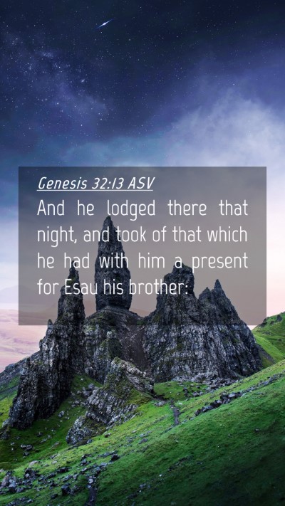 Picture 04 - Genesis 32:13 ASV Mobile Phone Wallpaper - And he lodged there that night, and took of that - Mobile Bible Verse Wallpaper