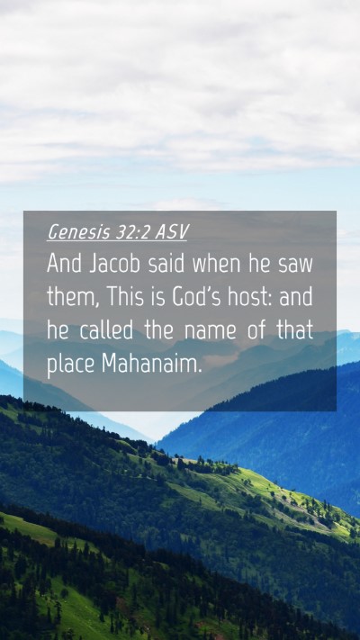 Picture 04 - Genesis 32:2 ASV Mobile Phone Wallpaper - And Jacob said when he saw them, This is God's - Mobile Bible Verse Wallpaper