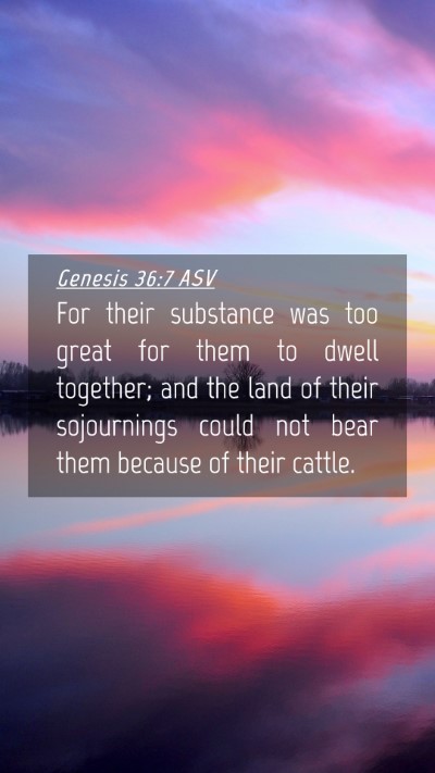 Picture 04 - Genesis 36:7 ASV Mobile Phone Wallpaper - For their substance was too great for them to - Mobile Bible Verse Wallpaper