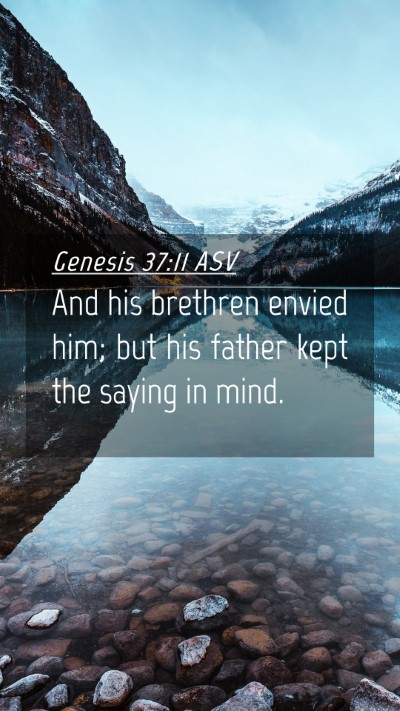 Picture 04 - Genesis 37:11 ASV Mobile Phone Wallpaper - And his brethren envied him; but his father kept - Mobile Bible Verse Wallpaper