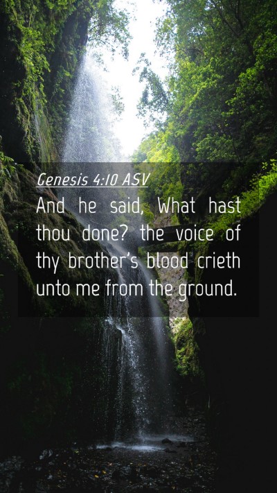 Picture 04 - Genesis 4:10 ASV Mobile Phone Wallpaper - And he said, What hast thou done? the voice of - Mobile Bible Verse Wallpaper