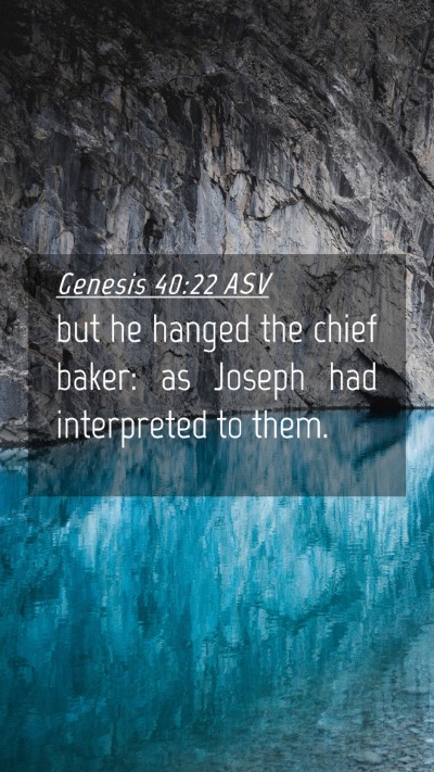 Picture 04 - Genesis 40:22 ASV Mobile Phone Wallpaper - but he hanged the chief baker: as Joseph had - Mobile Bible Verse Wallpaper