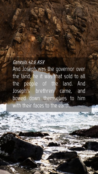 Picture 04 - Genesis 42:6 ASV Mobile Phone Wallpaper - And Joseph was the governor over the land; he it - Mobile Bible Verse Wallpaper