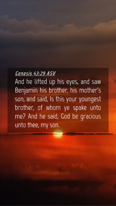 Picture 04 - Genesis 43:29 ASV Mobile Phone Wallpaper - And he lifted up his eyes, and saw Benjamin his - Mobile Bible Verse Wallpaper