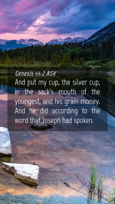 Picture 04 - Genesis 44:2 ASV Mobile Phone Wallpaper - And put my cup, the silver cup, in the sack's - Mobile Bible Verse Wallpaper