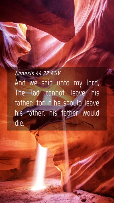 Picture 04 - Genesis 44:22 ASV Mobile Phone Wallpaper - And we said unto my lord, The lad cannot leave - Mobile Bible Verse Wallpaper