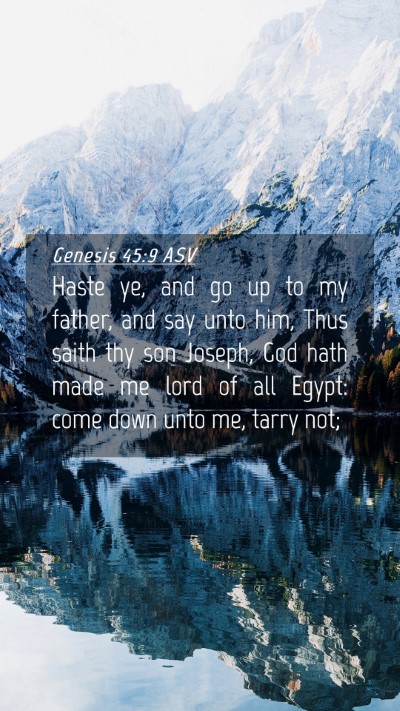 Picture 04 - Genesis 45:9 ASV Mobile Phone Wallpaper - Haste ye, and go up to my father, and say unto - Mobile Bible Verse Wallpaper