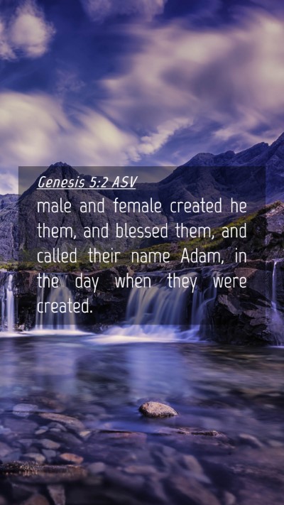 Picture 04 - Genesis 5:2 ASV Mobile Phone Wallpaper - male and female created he them, and blessed - Mobile Bible Verse Wallpaper