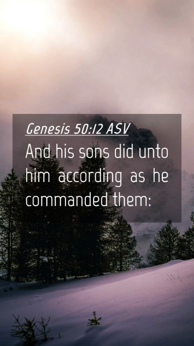 Picture 04 - Genesis 50:12 ASV Mobile Phone Wallpaper - And his sons did unto him according as he - Mobile Bible Verse Wallpaper