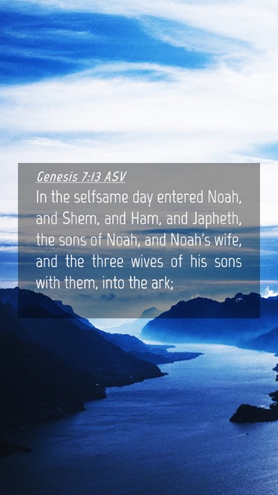 Picture 04 - Genesis 7:13 ASV Mobile Phone Wallpaper - In the selfsame day entered Noah, and Shem, and - Mobile Bible Verse Wallpaper